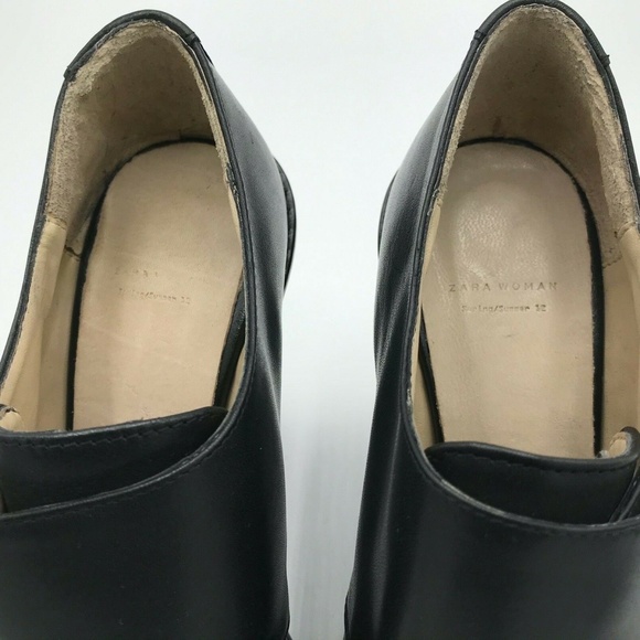 ZARA Woman Loafer Oxford Platform Wedge Blucher - Picture 8 of 10